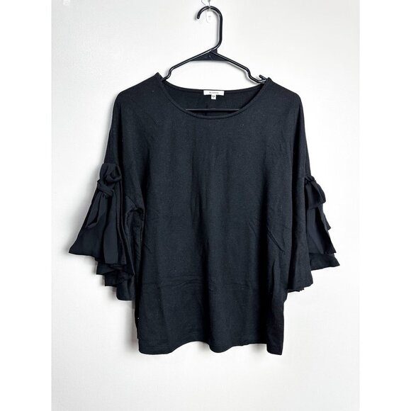 Pleonie Bow Sleeve Knit Pullover Womens Blouse Top Small Black - Picture 1 of 5